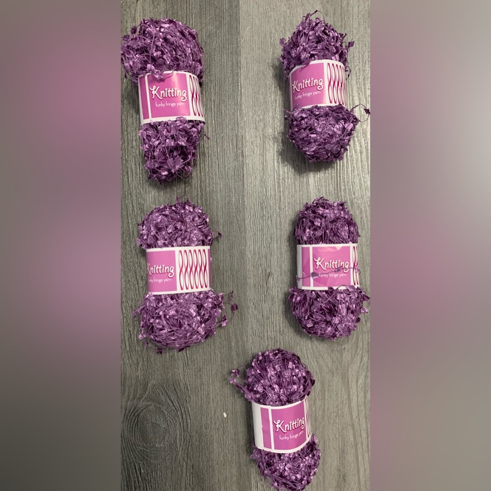 Knitting Funky Fringe Yarn- Purple- 4 Skeins